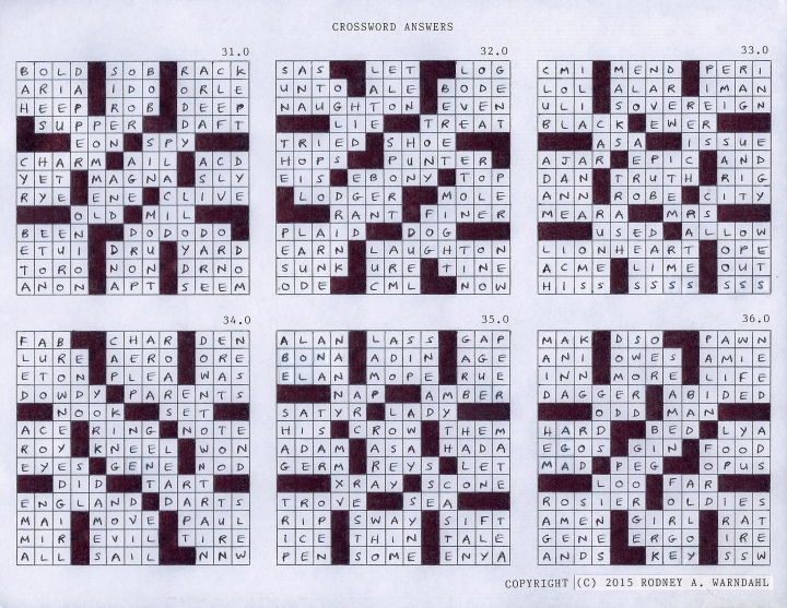 Crossword Answers 31.0 - 36.0