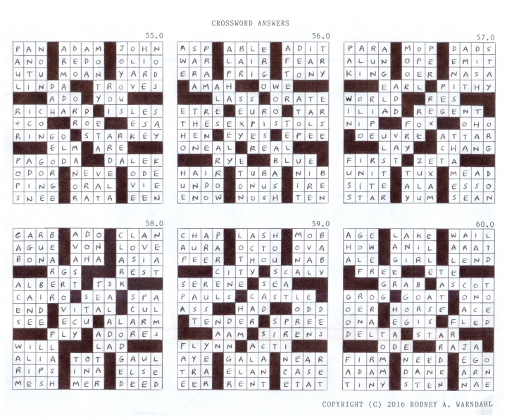 Crossword Answers 55.0 - 60.0