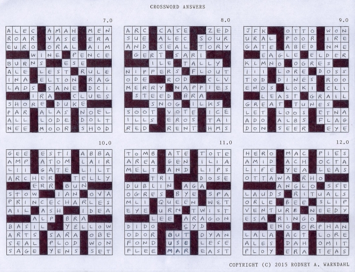 Crossword Answers 7.0 - 12.0